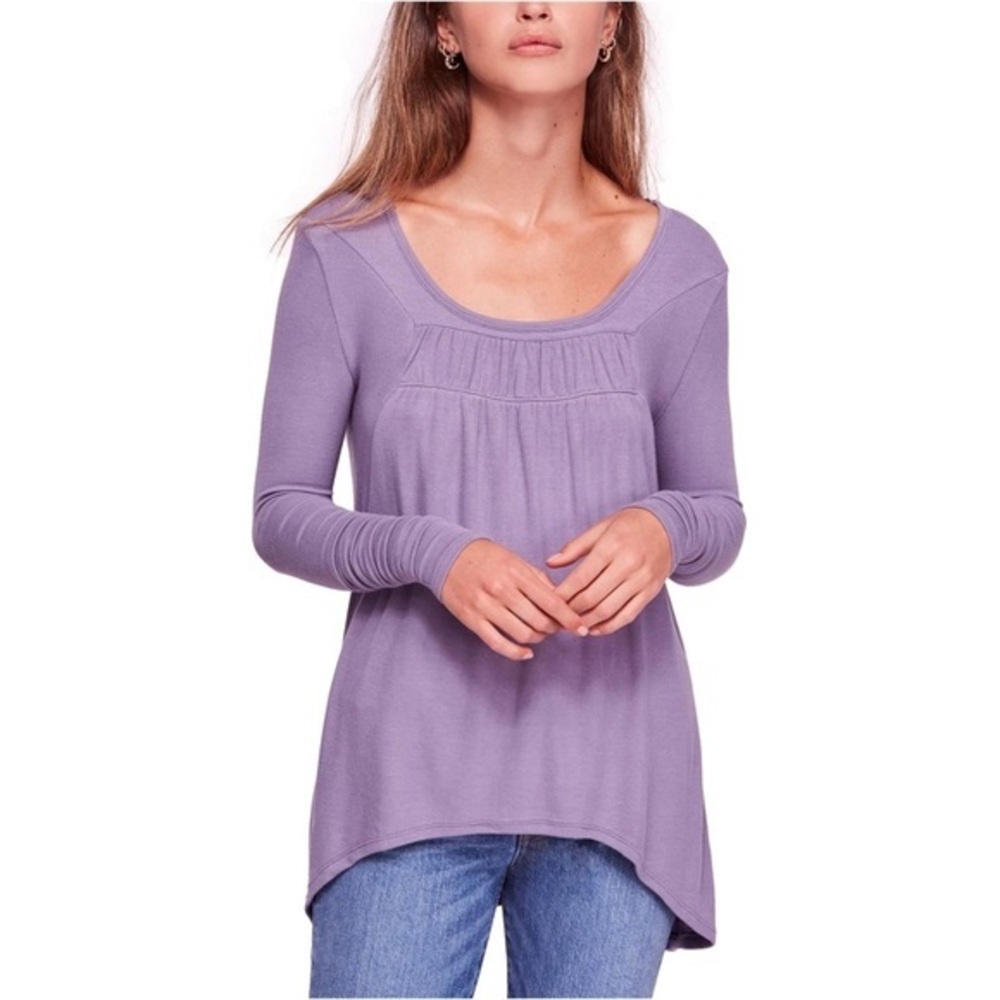 We The Free Lavender Long Sleeve Scoop Neck Top PM7